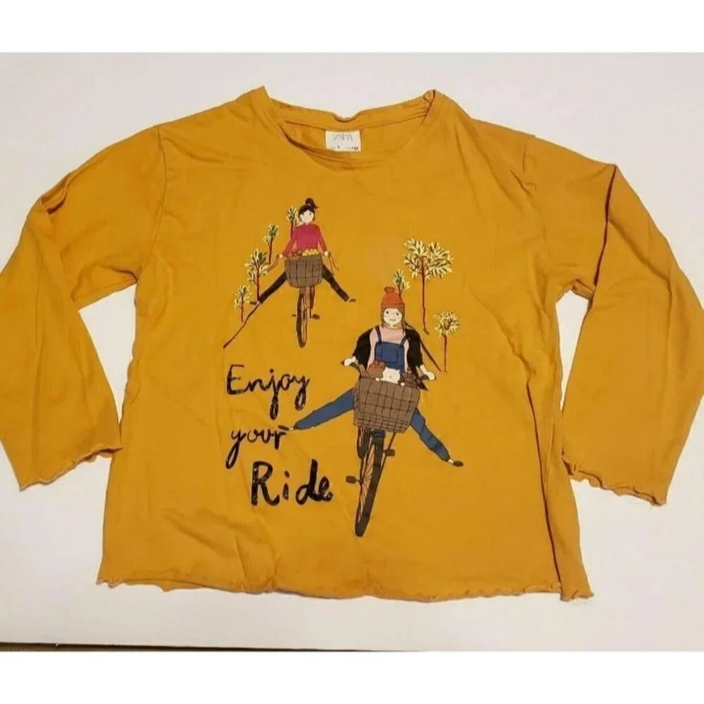 Zara girl shirt size 7 Girls on Bikes Long sleeve fall